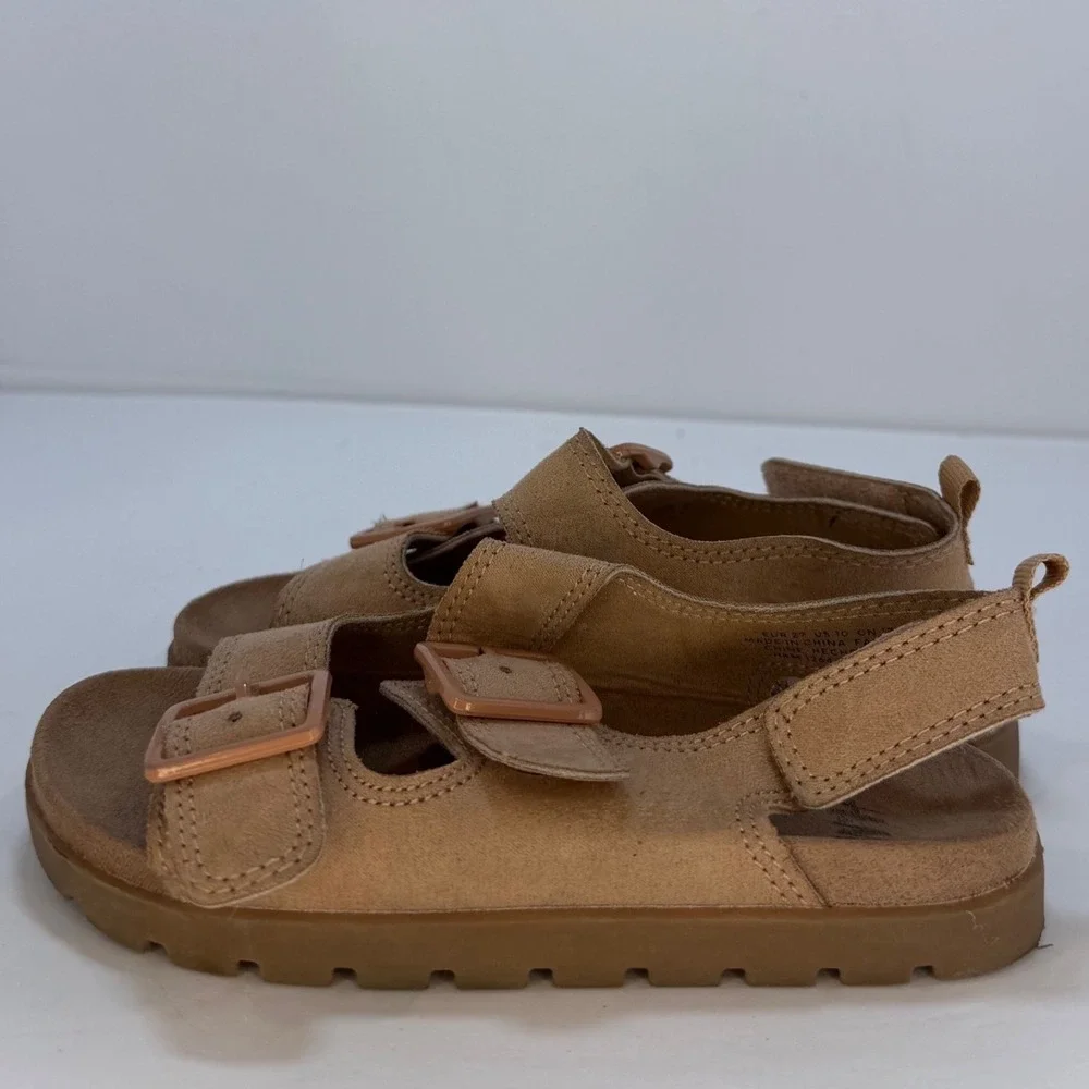 H&M Toddler Tan Faux Suede Double Buckle Strap Sandals Size 10 S-0018